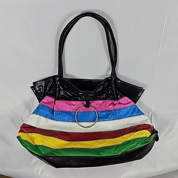 Colorful Striped Leather Bag - Picture 1 of 9